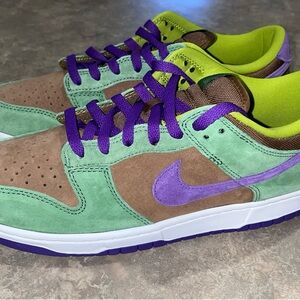 NIKE DUNK LOW SP VENEER GREEN BROWN PURPLE SUEDE SHOES MENS 10 ***NWOB***